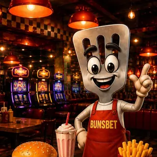 Spatou, das Pfannenwender-Maskottchen von BunsBet Casino in roter Schürze
